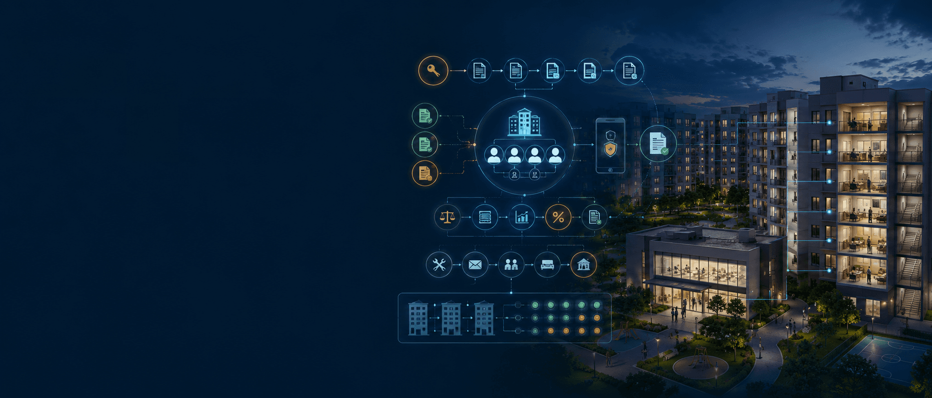 Illustration of housing-authority e-billing, instalment collection and an ongoing property and tenant ledger